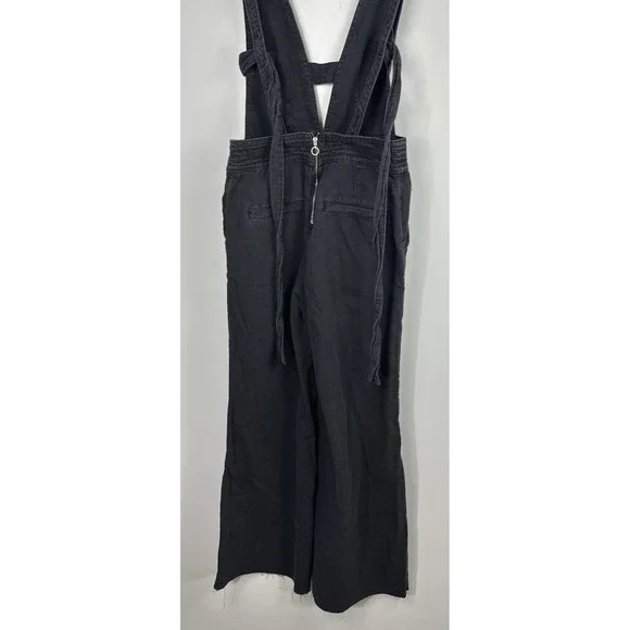 Pilcro x Anthropologie Puddle Jumpsuit Wide Leg Faded Black Raw Hem 28 Tall - Picture 12 of 16
